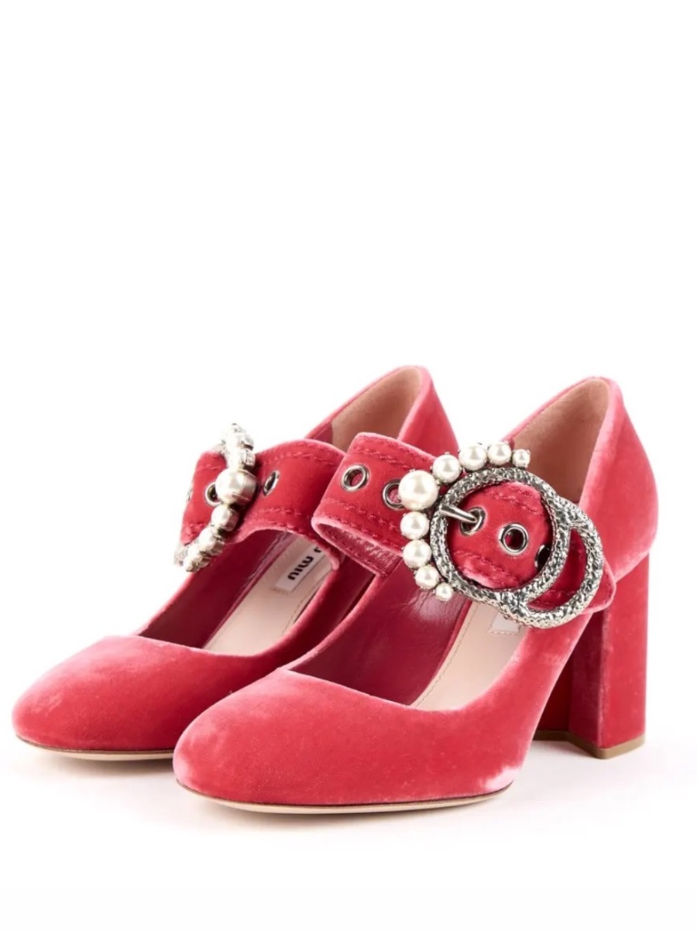 Miu Miu Pink Velvet Mary Janes SZ 36